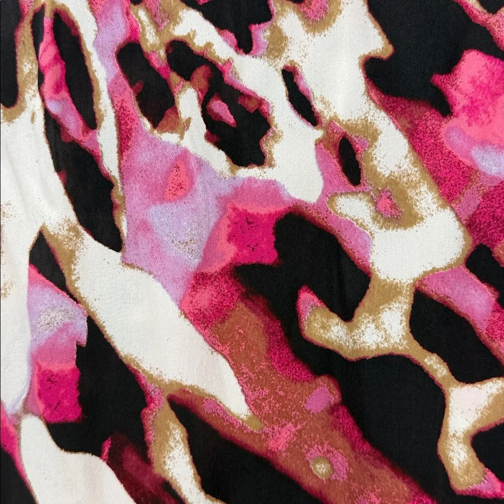 Anne Klein 100% Silk Rectangular Statement Scarf – Hot Pink & Black – Excellent